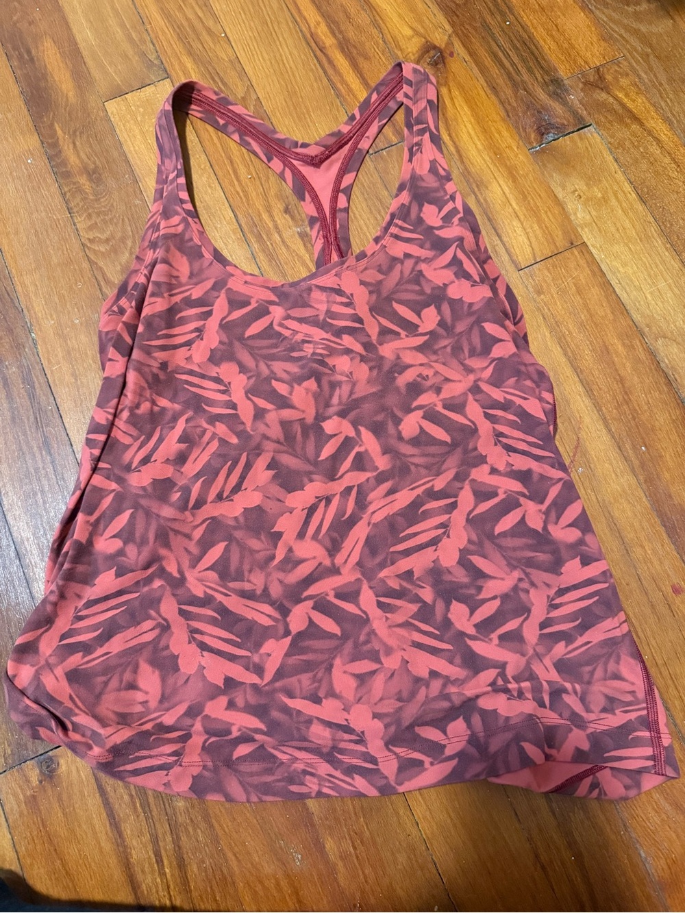 Lululemon Red Leaf-Print Racerback Tank Top